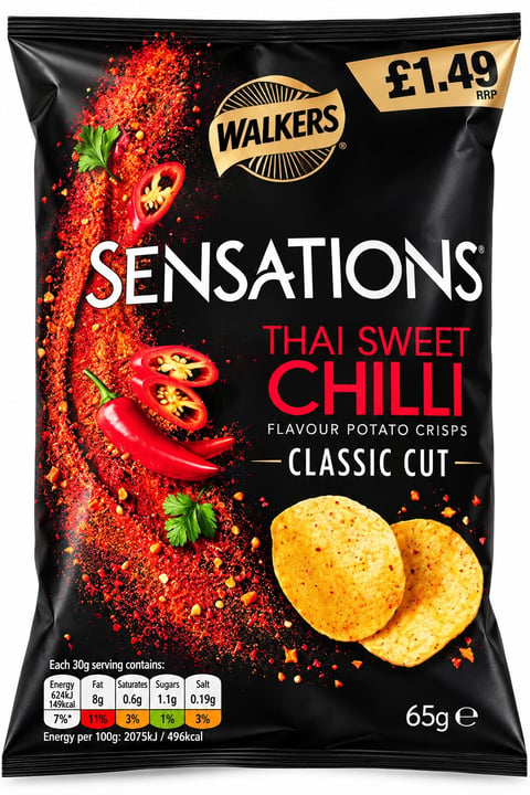 Walkers Thai Sweet Chilli Flavour Potato Crisps Classic Cut