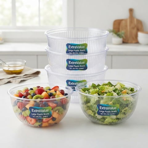 ExtraValue Large Plastic Bowls 5pcs