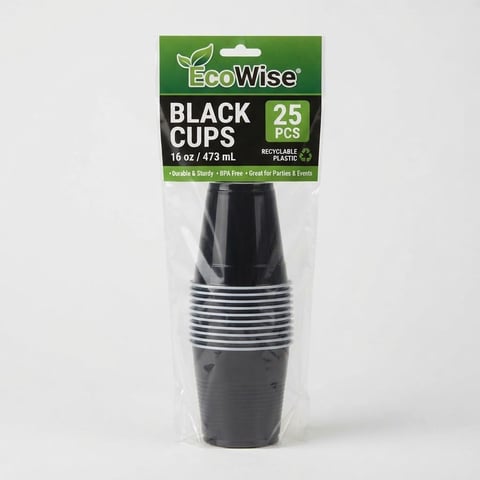 EcoWise Black Cups 25pcs