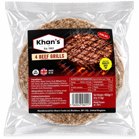 kHANS 4 BEEF BURGERS