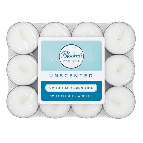 Bloome Unscented 12 Tealight Candles