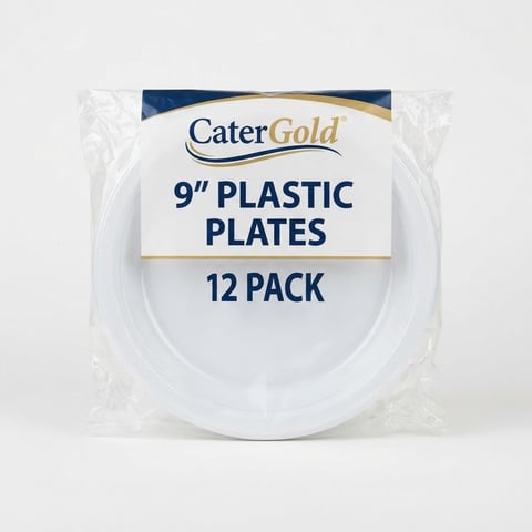 CaterGold 9" Plastic Plates 12pk
