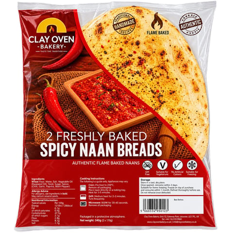 2 Freshly Baked Spicy Naan Bread