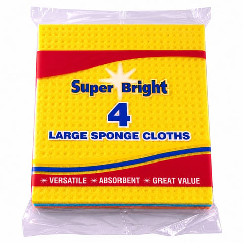 Super Bright 4 Large Sponge Cloths